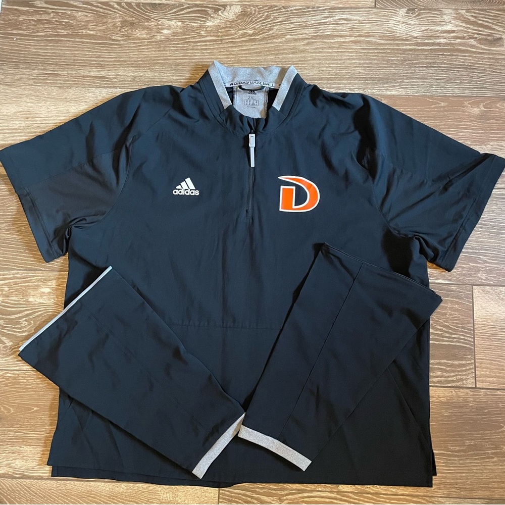 Adidas Baseball 1/4 Zip Pullover Zip Away Sleeves Windbreaker Field Jacket 2XL
